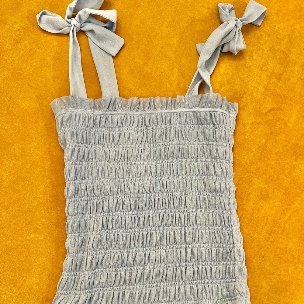 Anthropologie Gray Smocked Sleeveless Tank Top